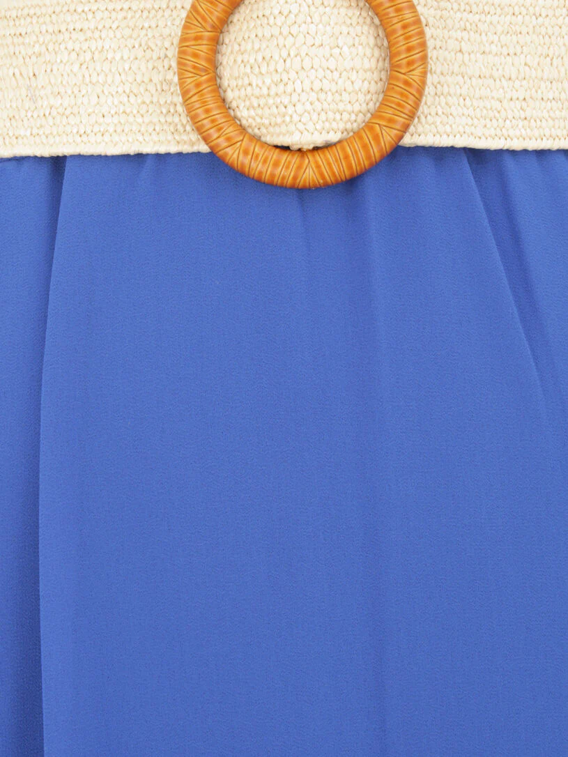 Lange uitlopende zijden rok - Elektrisch blauw - Image 3