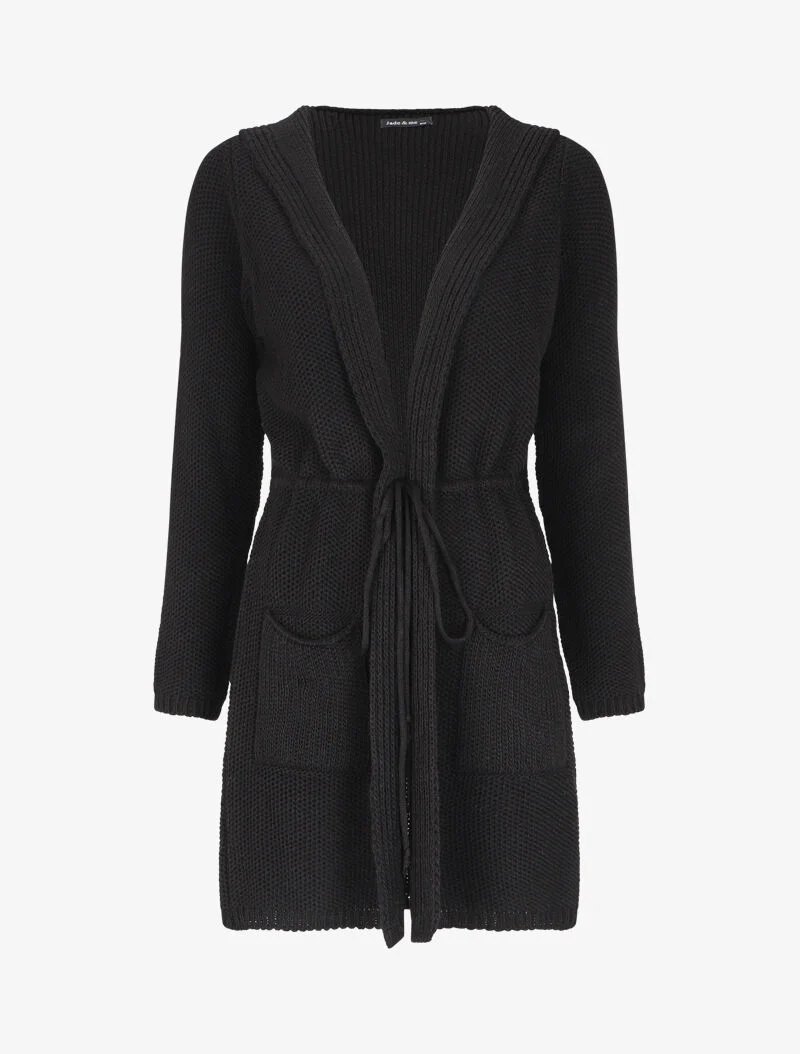 Halflang vest met capuchon - Zwart