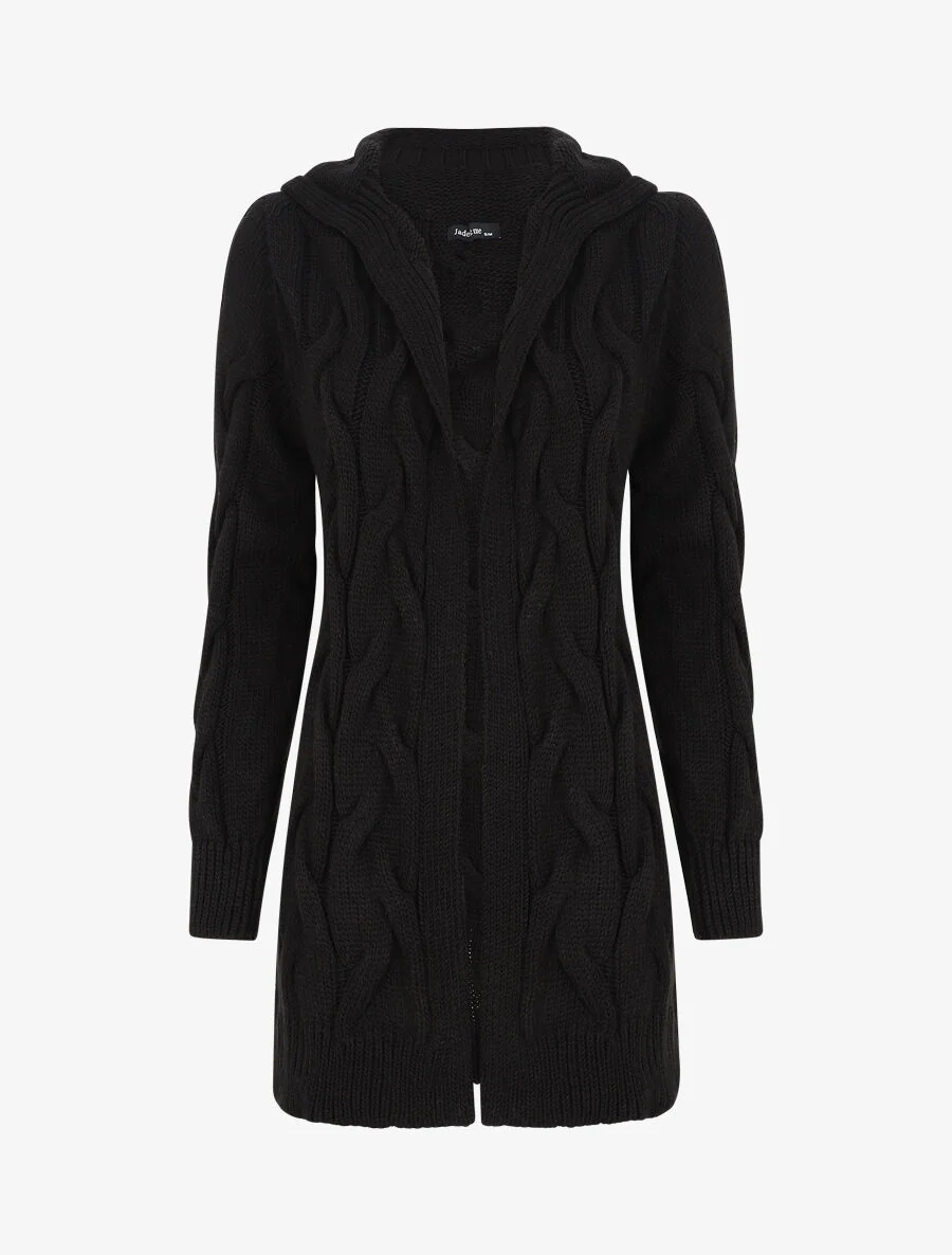 Halflang vest met capuchon - Zwart