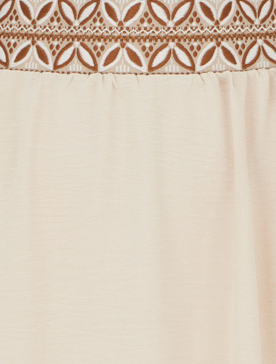 Lange vloeiende rok met bedrukt patroon - Beige - Image 3