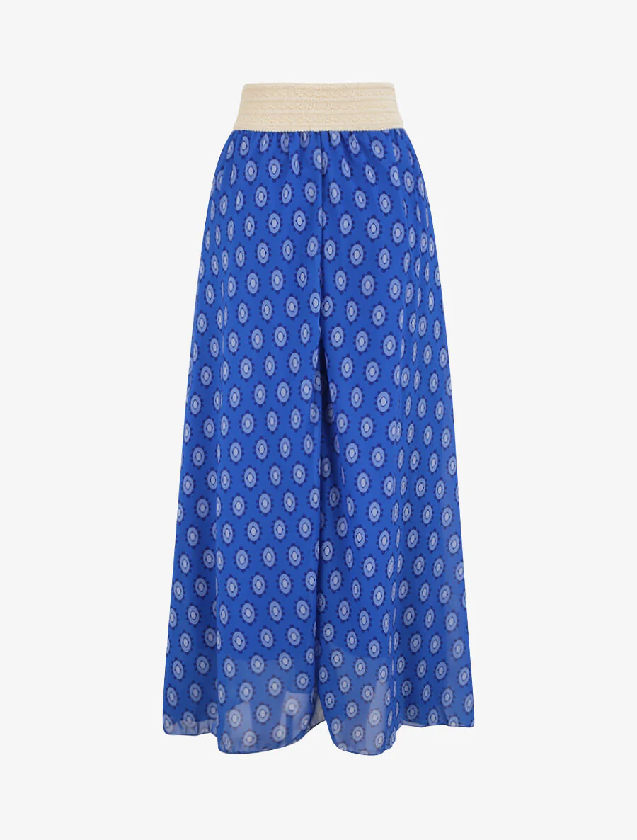 Lange voile geprinte keramische rok - Elektrisch blauw - Image 2