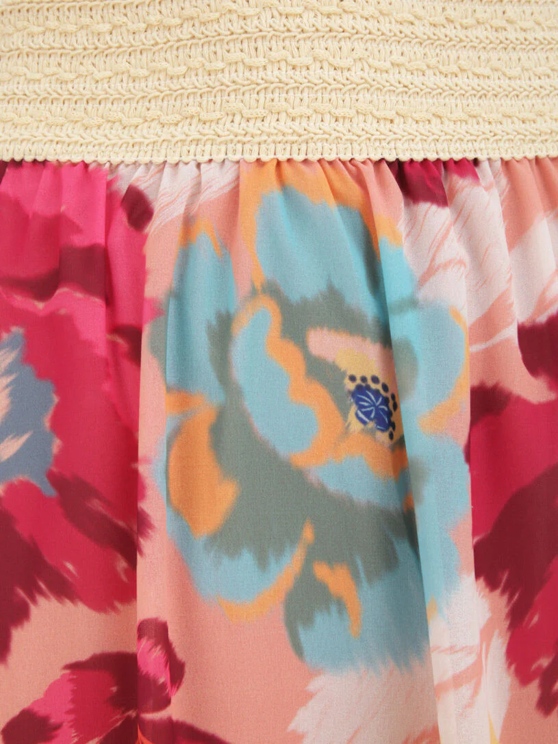 Lange voile rok met abstracte bloemenprint - Roze - Image 3