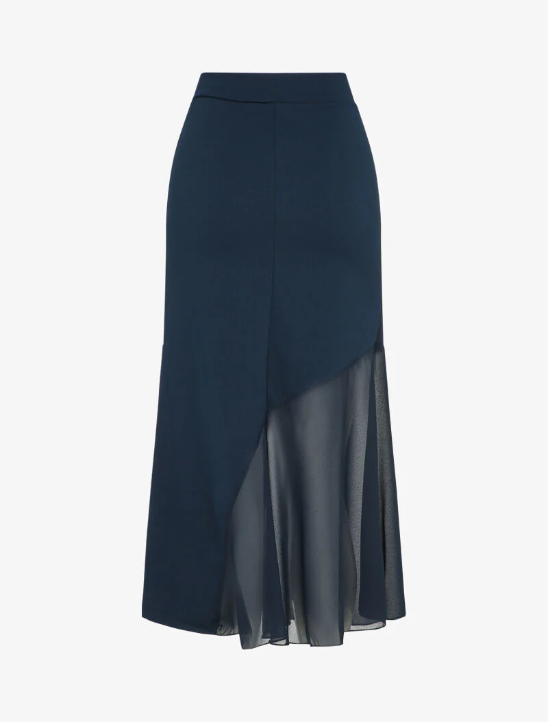 Lange zeemeerminrok met hoge taille - Marineblauw - Image 2