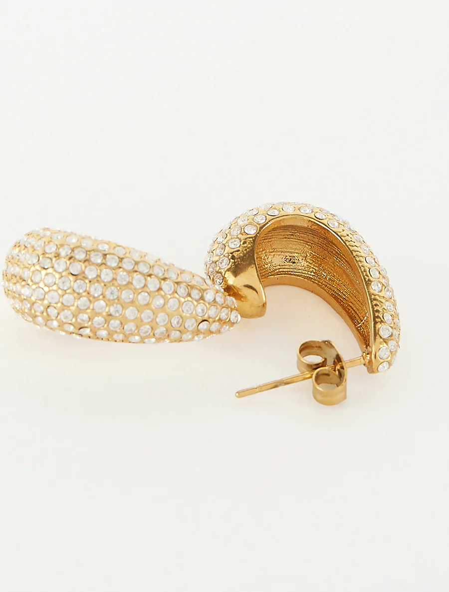 Langgerekte mini creolen met strass - Goud - Image 3