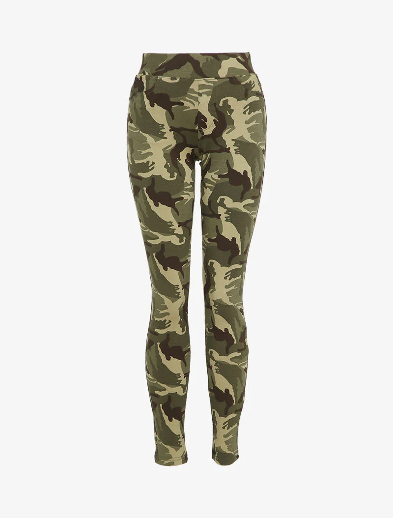 Bedrukte legging met zakken - Kaki