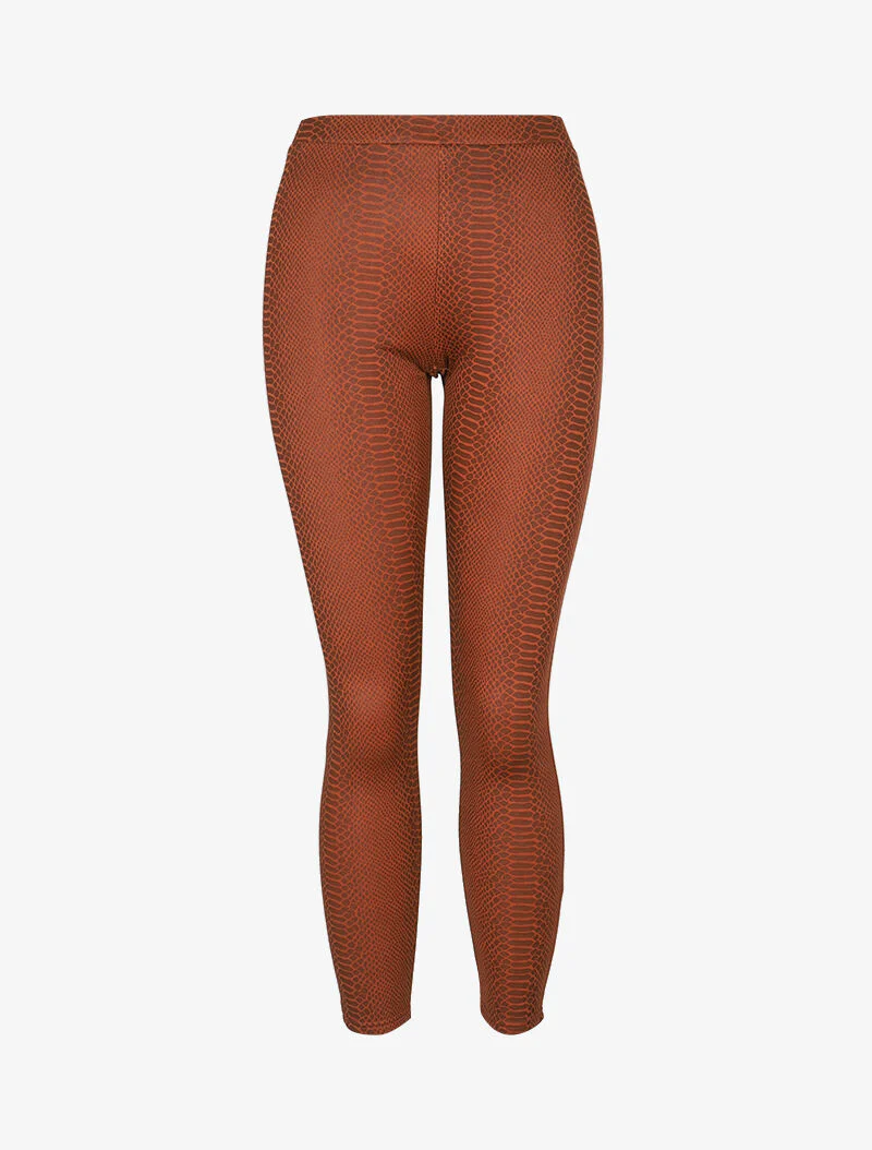 Dikke legging met slangenprint - camel - Image 3