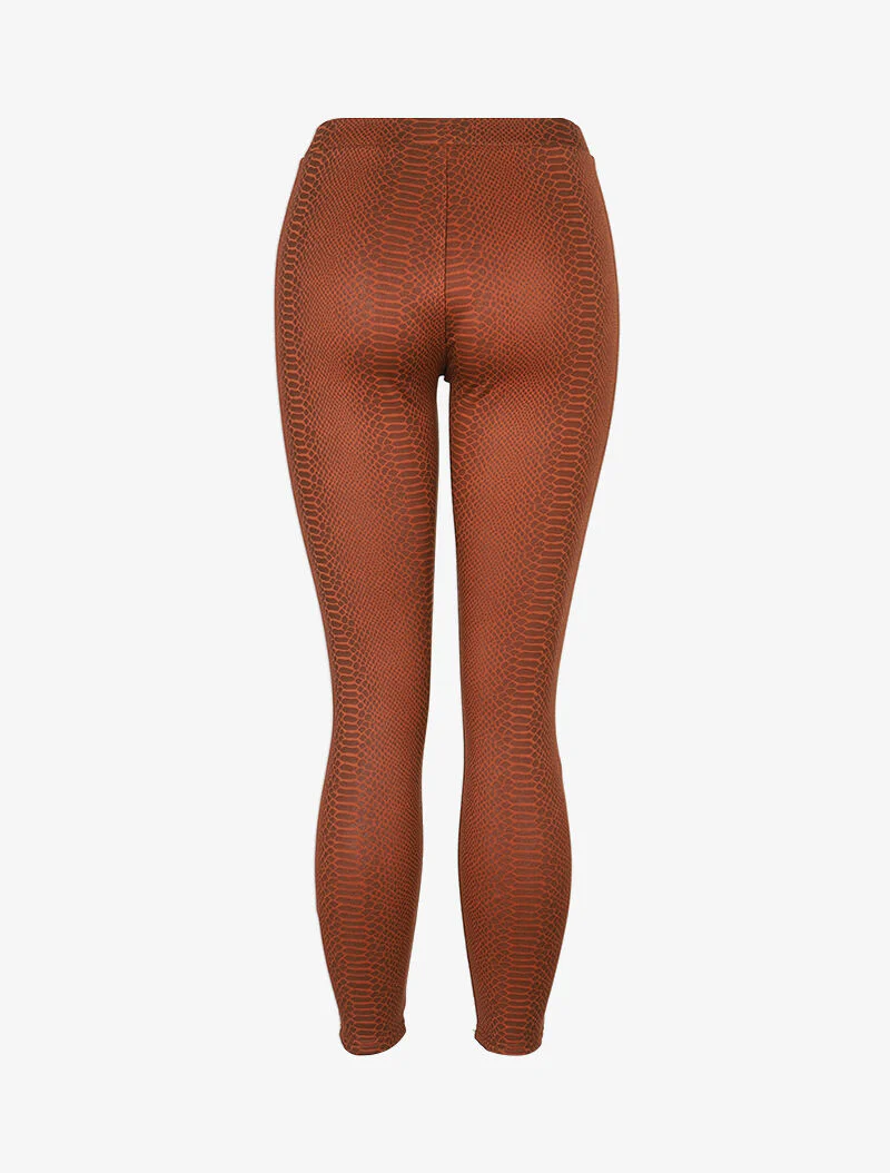 Dikke legging met slangenprint - camel - Image 4