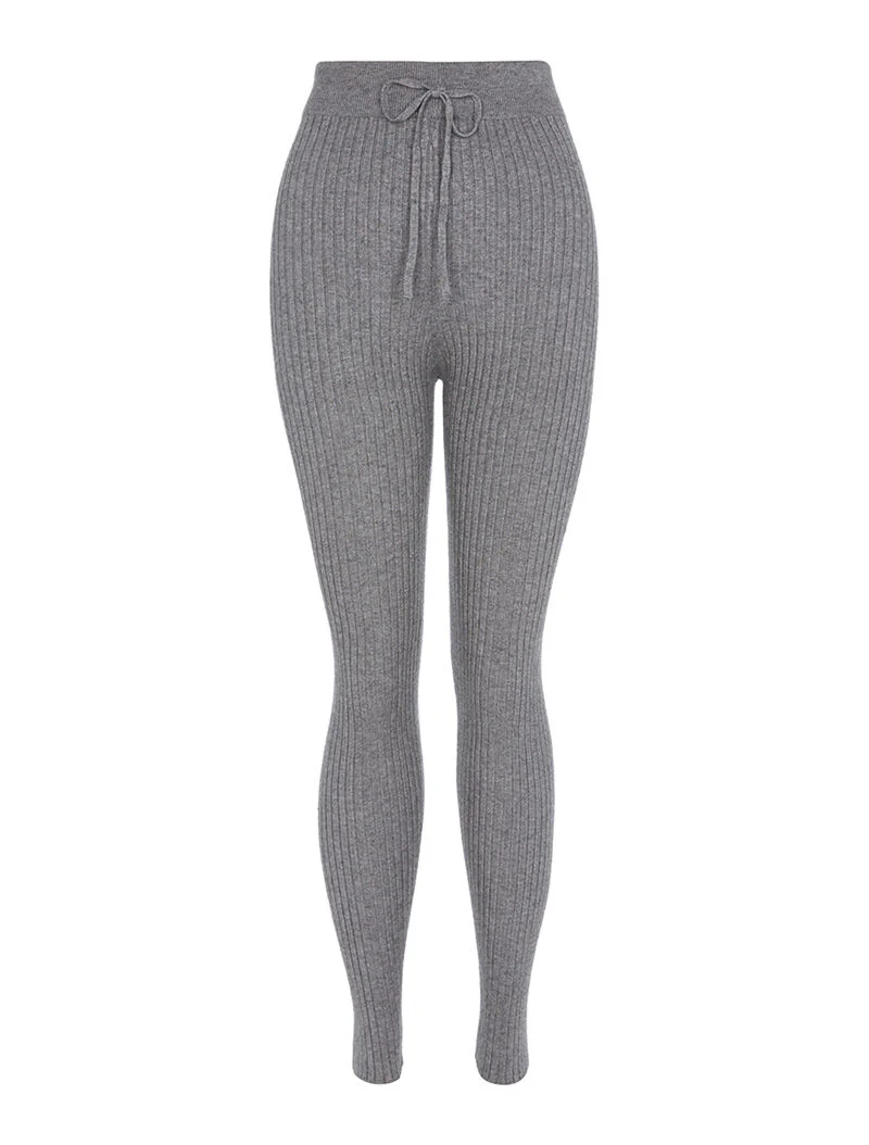 Geribde legging - grijs