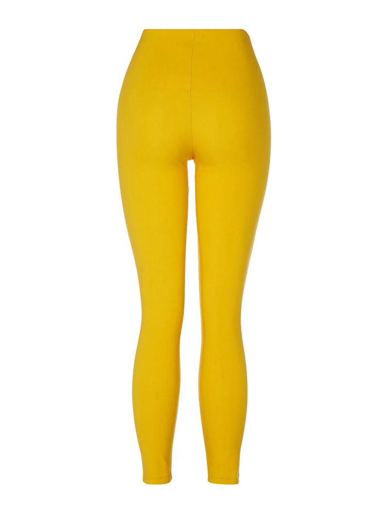 Legging met doorgestikte naden - geel - Image 2