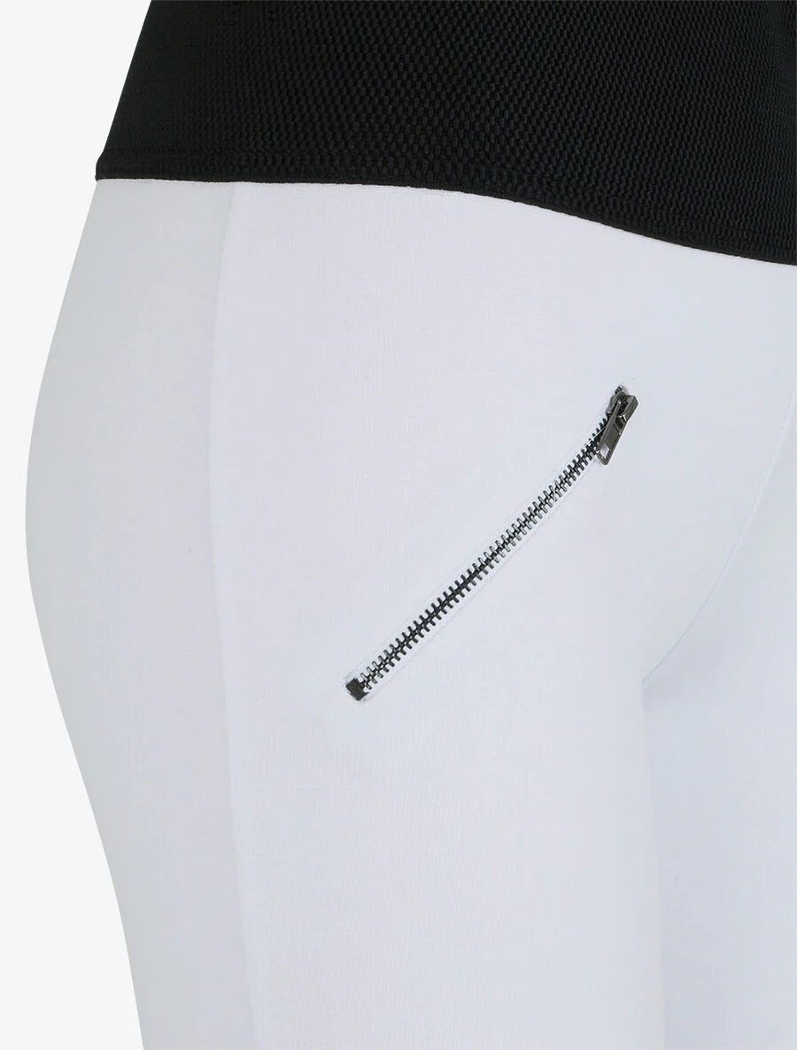 Getextureerde taille legging met kleine ritsen - Wit - Image 3