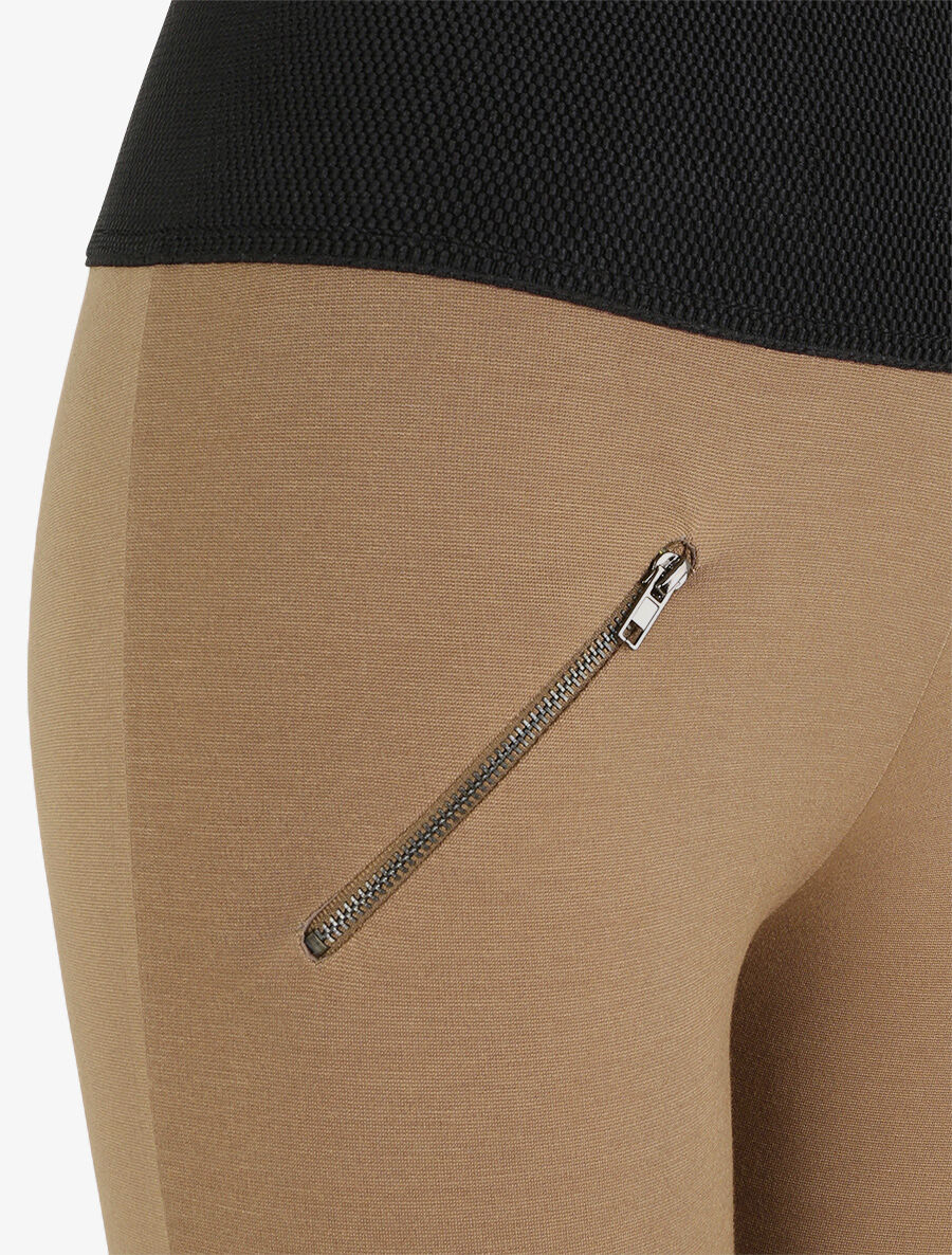 Textuur taille legging met kleine ritsen - Taupe - Image 3