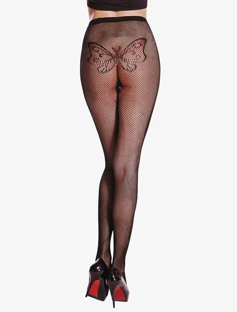 Panty met vlinderprint - zwart