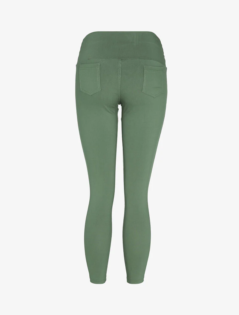 Low-rise legging met gestileerde naden - Kaki - Image 2