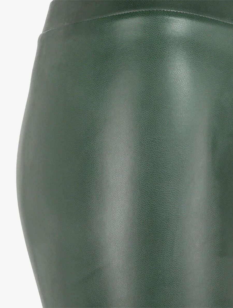 Legging van stretchmateriaal en imitatieleer - Groen - Image 3