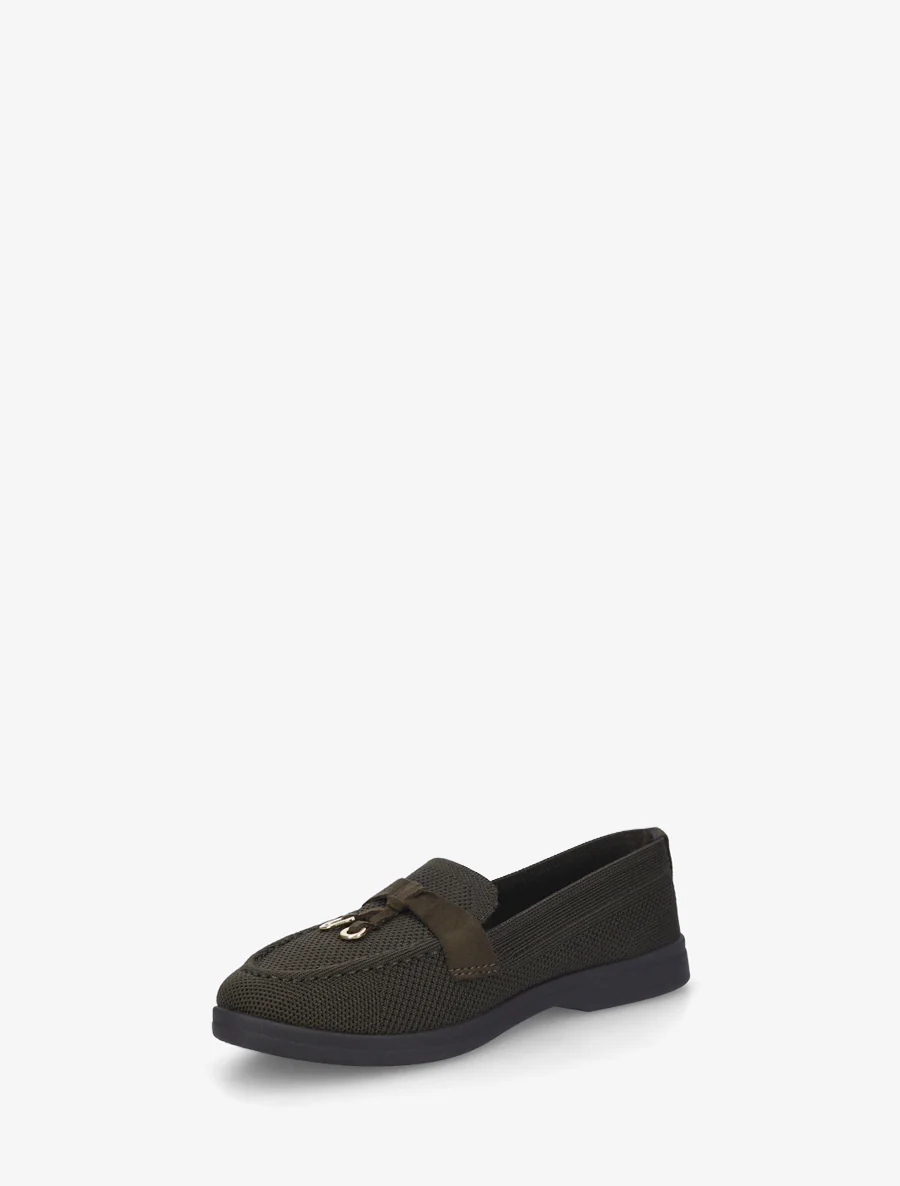 Leren mocassins met metalen juwelen - Kaki - Image 3