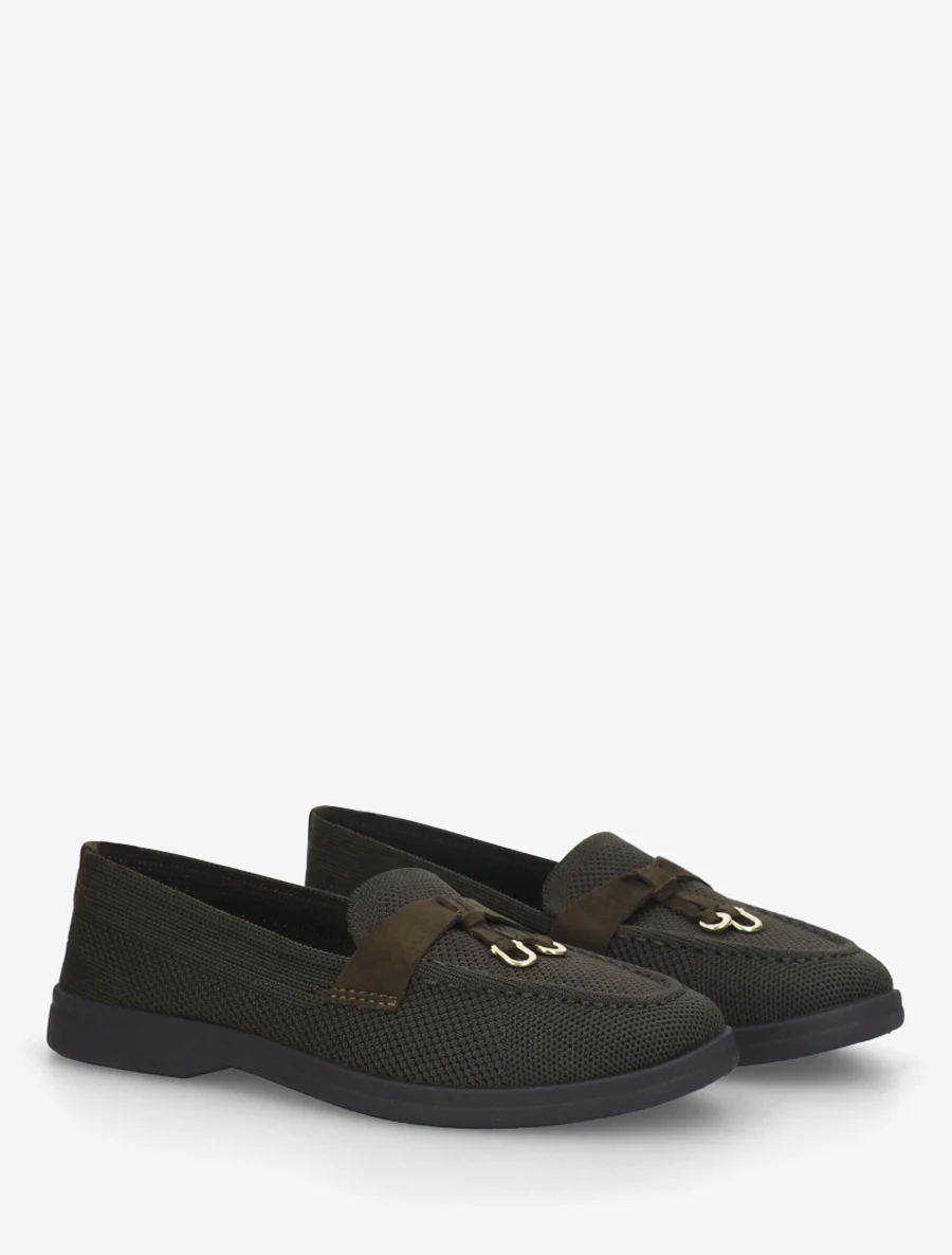 Leren mocassins met metalen juwelen - Kaki - Image 4