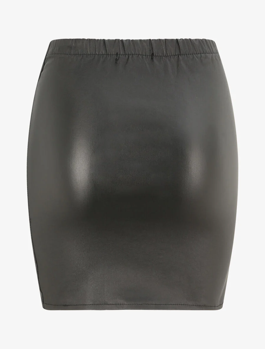Leren rok met veters - Zwart - Image 2