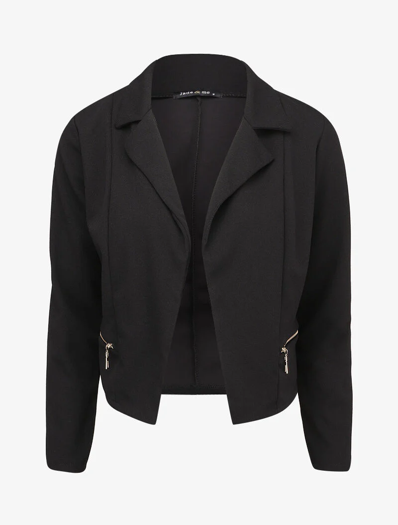 Lichte blazer met inkeping kraag - Zwart