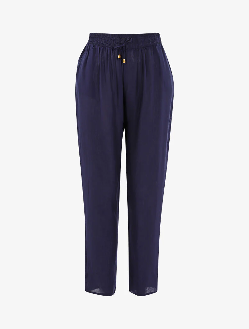 Lichte carrot-fit broek - marineblauw