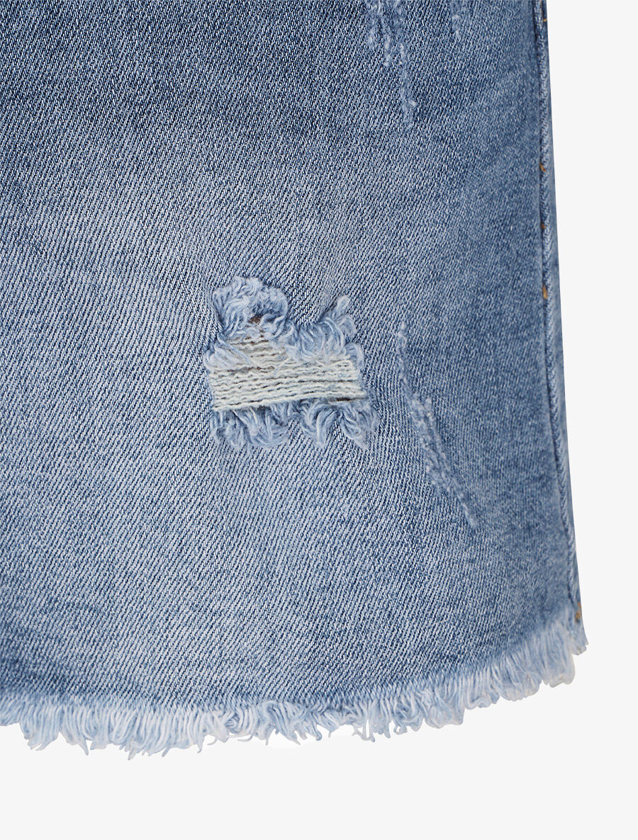 Lichte gescheurde mini-short - Blauw denim - Image 4