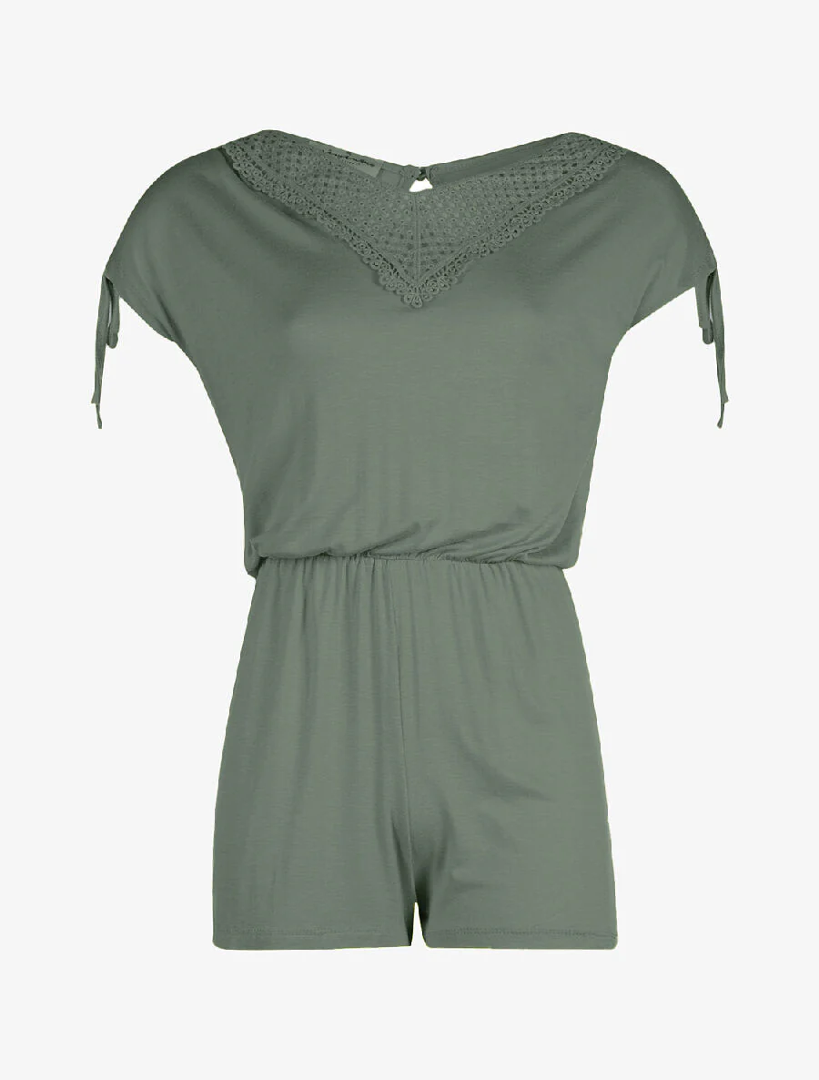 Lichte kanten jumpsuit - kaki