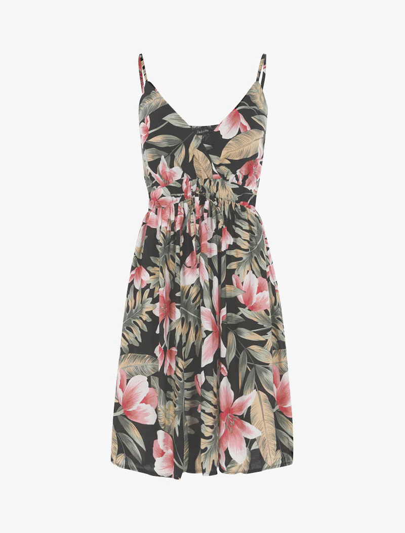 Lichte jurk met bloemenprint - zwart - Image 6