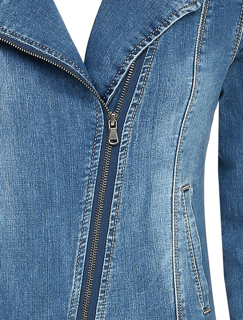 Licht gewassen denim jumpsuit met ritssluiting - Blauw - Image 4