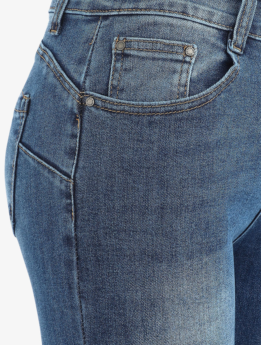 Lichte verwassen push-up jeans met skinny pasvorm - blauw - Image 3