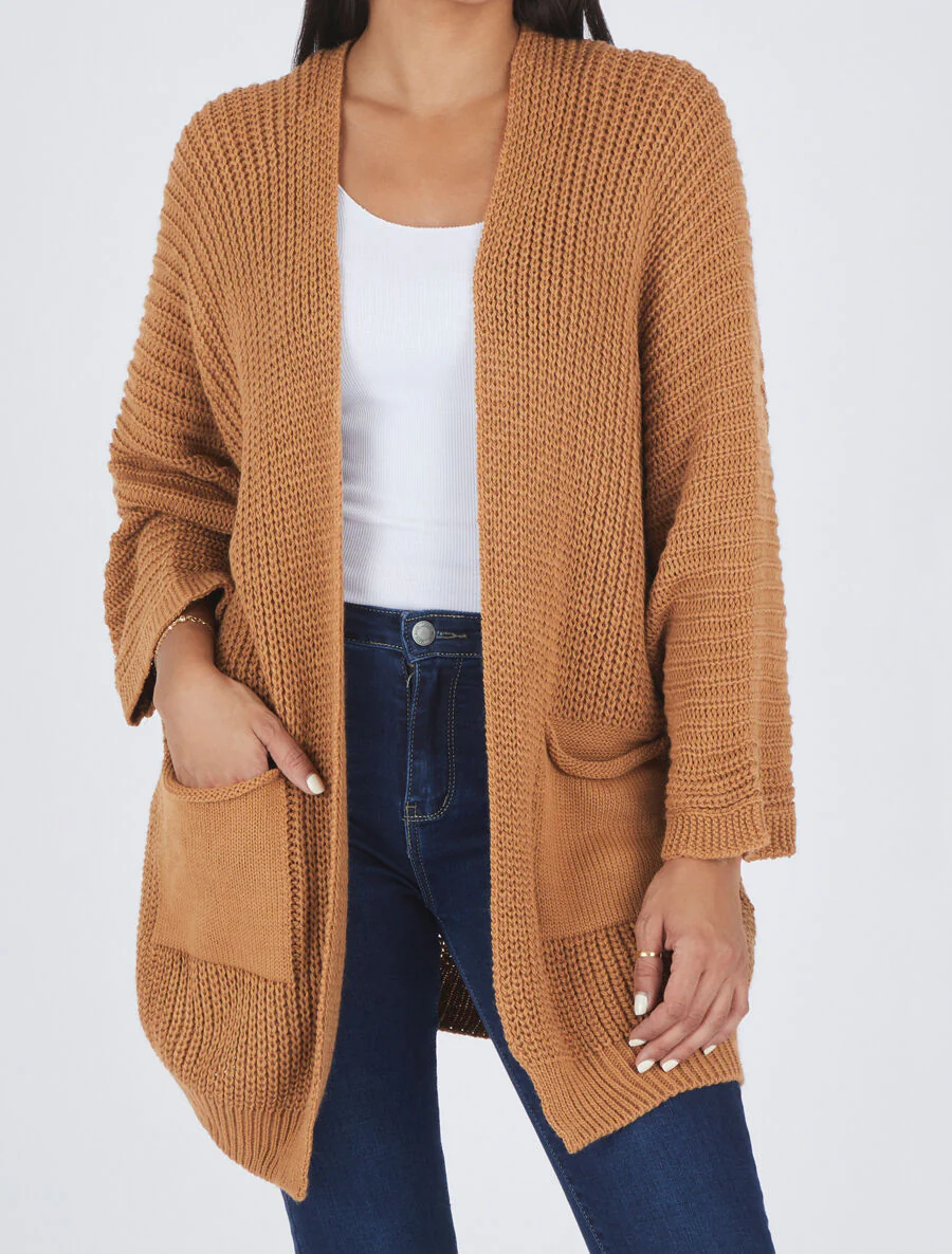 Losjes vallend halflang vest - Camel - Image 4