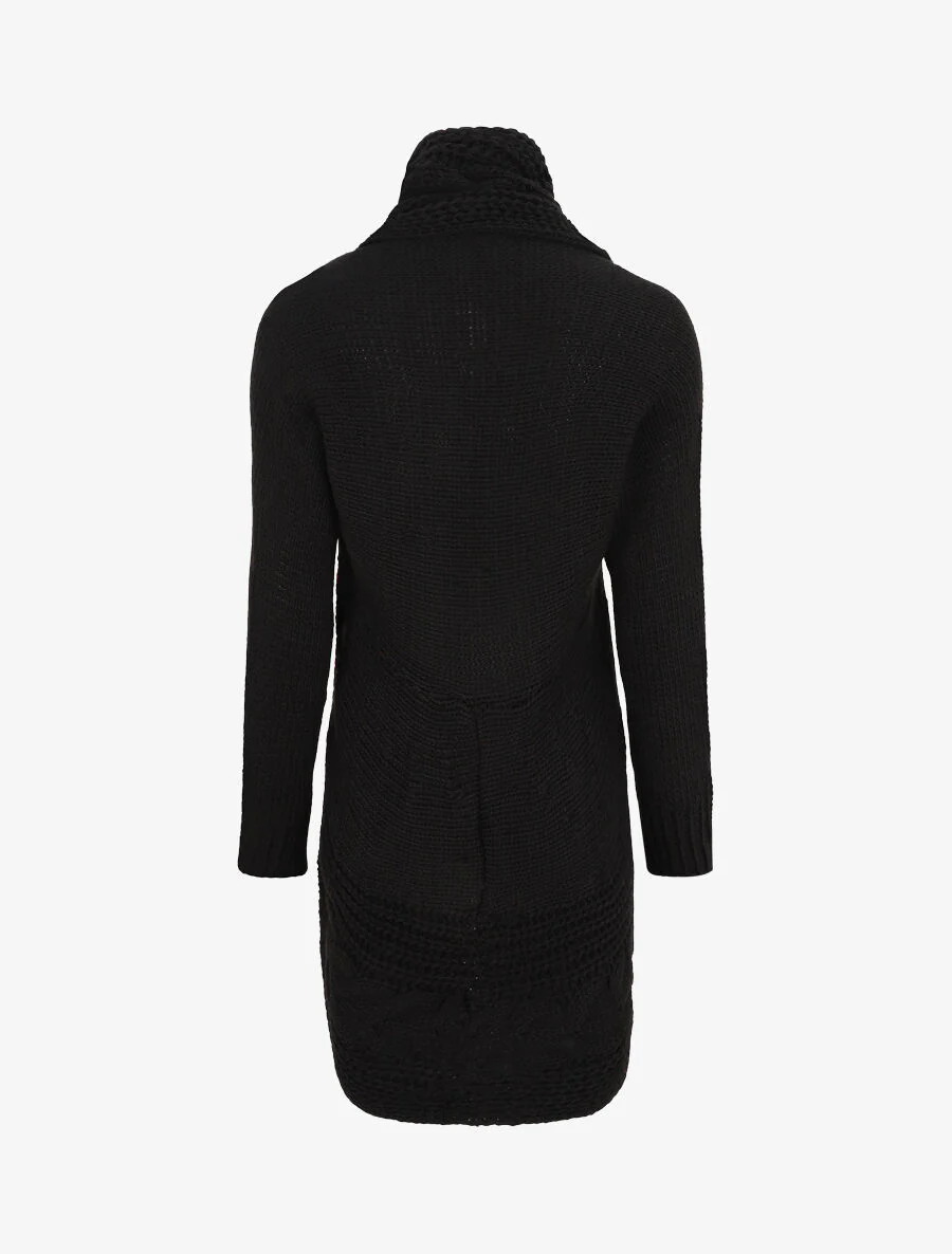 Losjes vallend vest met sjaalkraag - Zwart - Image 2