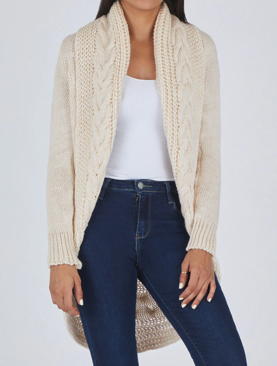 Losjes vallend vest met sjaalkraag - Beige - Image 4