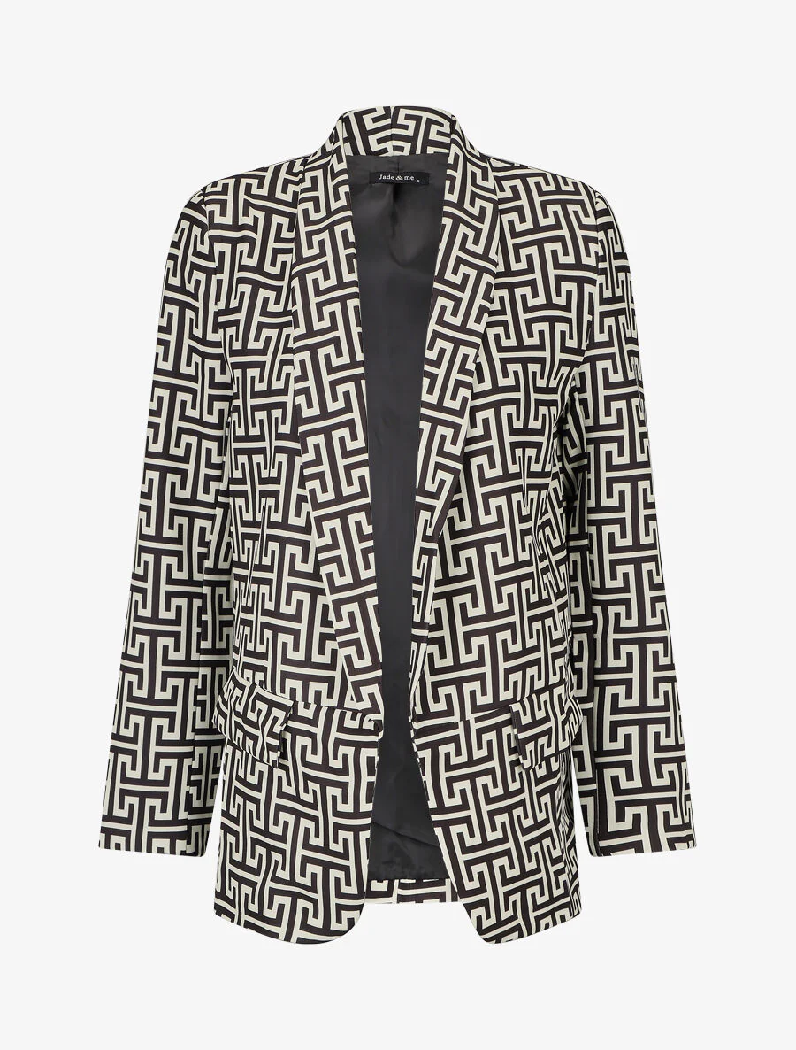 Losse blazer met Griekse print - wit