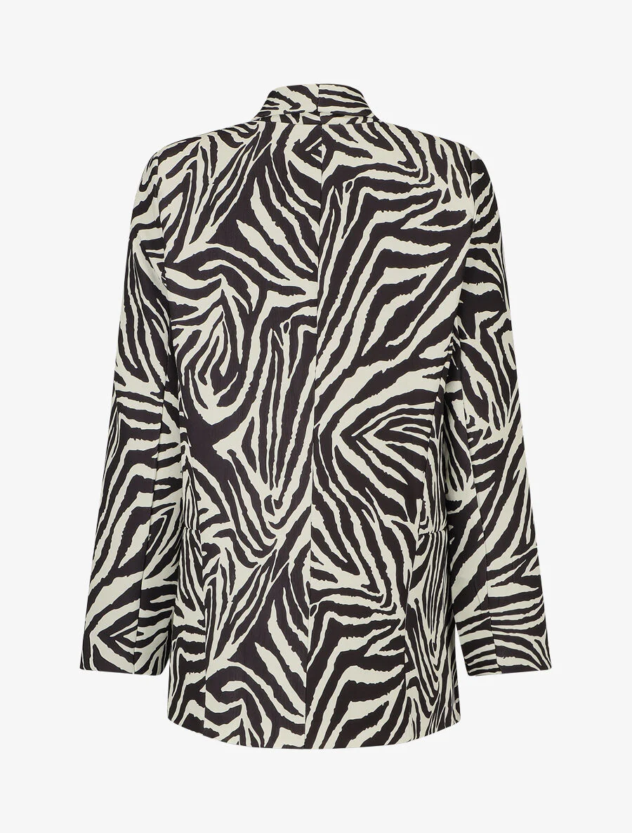 Losse blazer met zebraprint - wit - Image 2