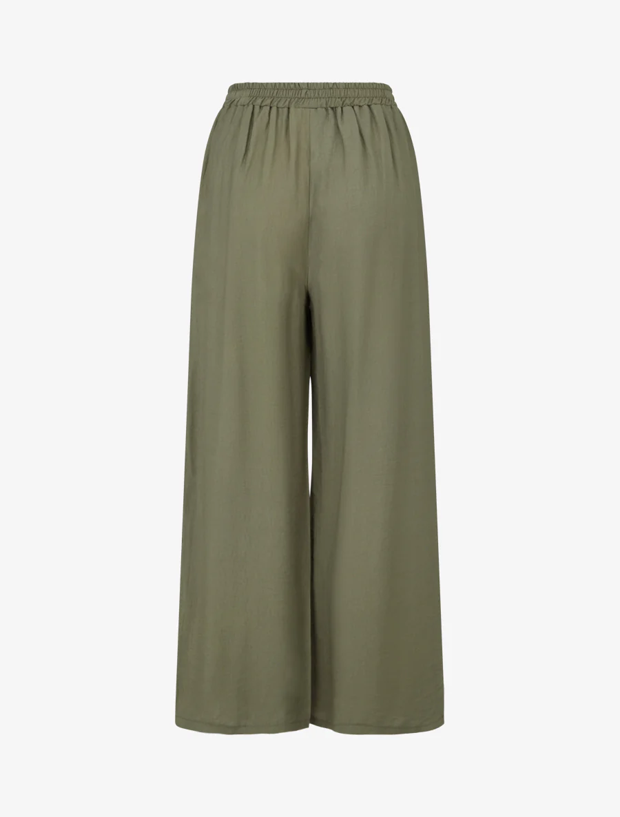 Losse broek met geplooid detail - Kaki - Image 2