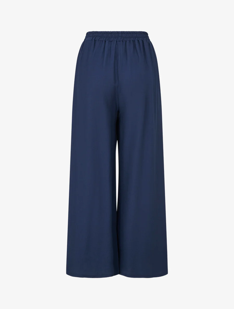 Losse broek met geplooid detail - Marine - Image 2
