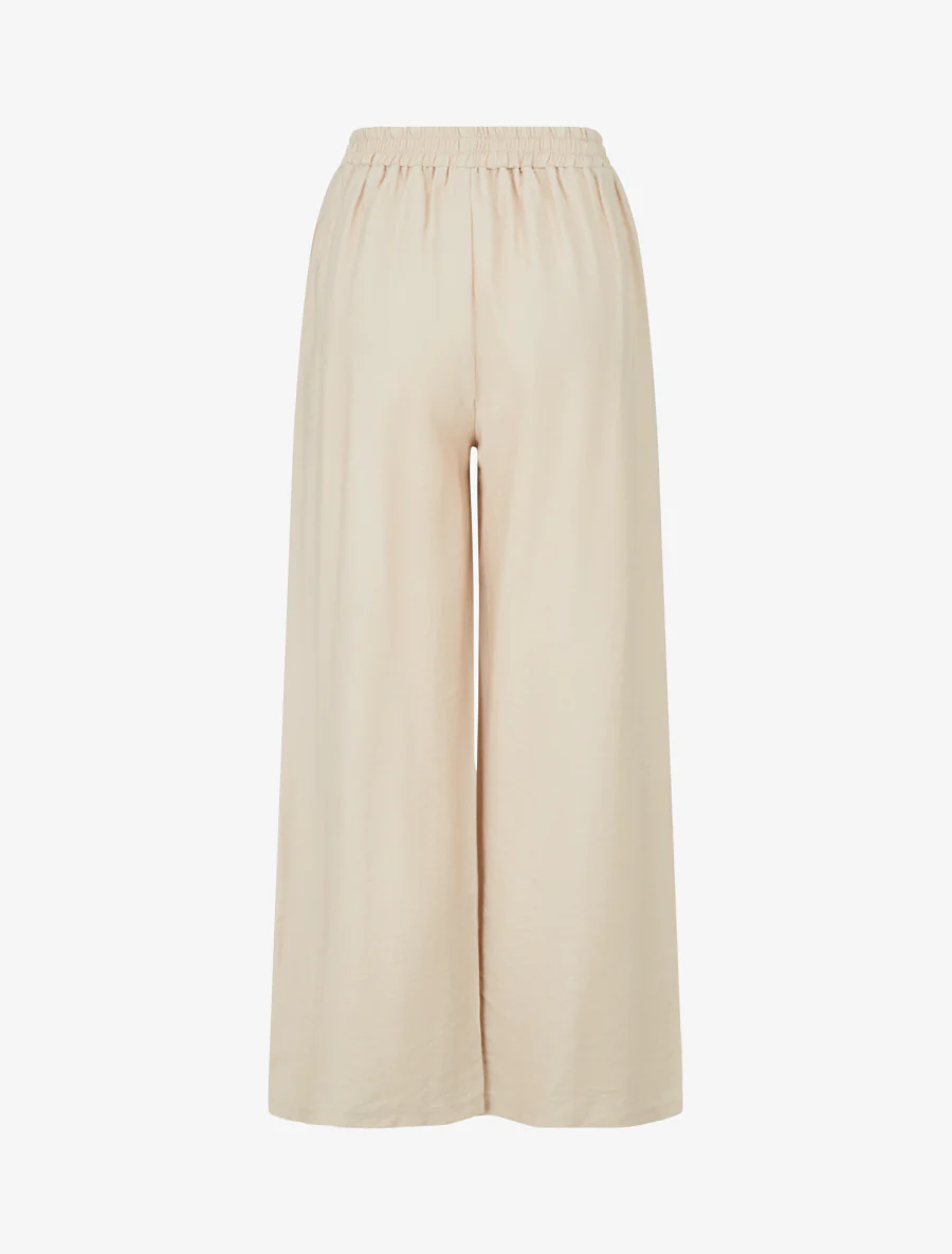 Losse broek met geplooid detail - Beige - Image 2