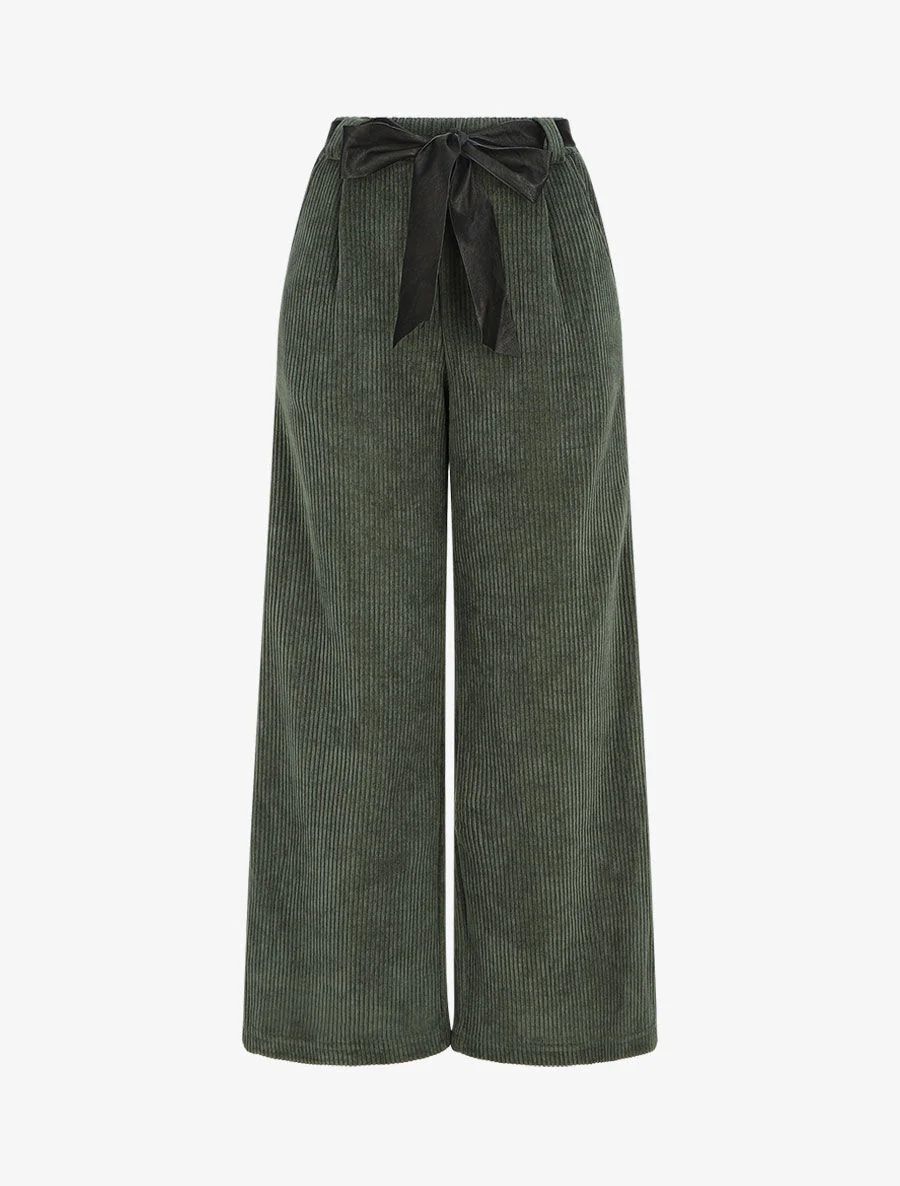 Losse corduroy broek - groen