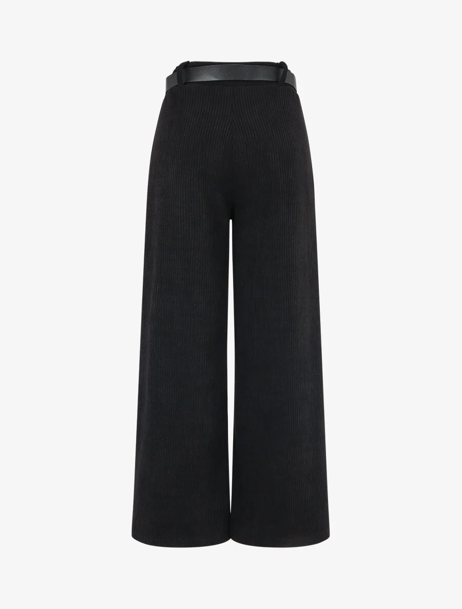 Losse corduroy broek - Zwart - Image 2
