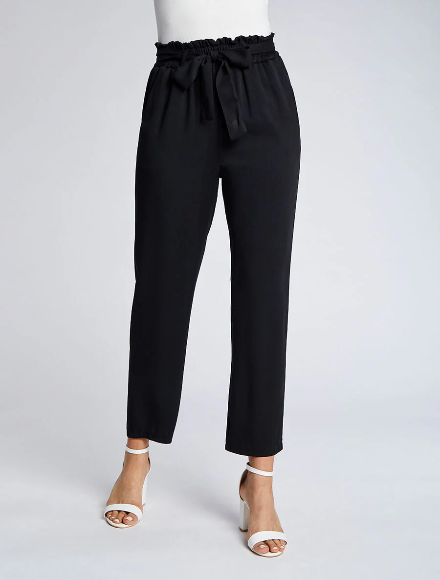 Losse papieren zak rechte broek - Zwart - Image 4