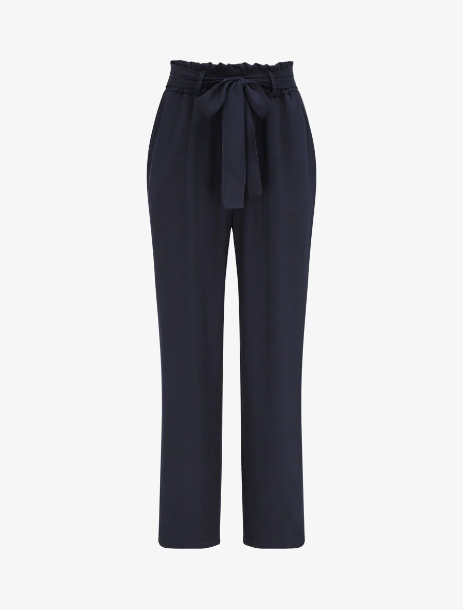 Losse papieren zak rechte broek - Marineblauw