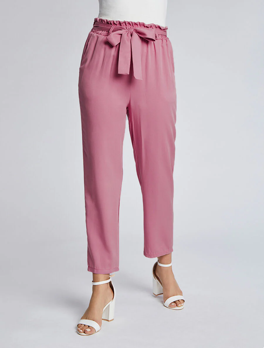 Losse papieren zak rechte broek - Mauve - Image 4