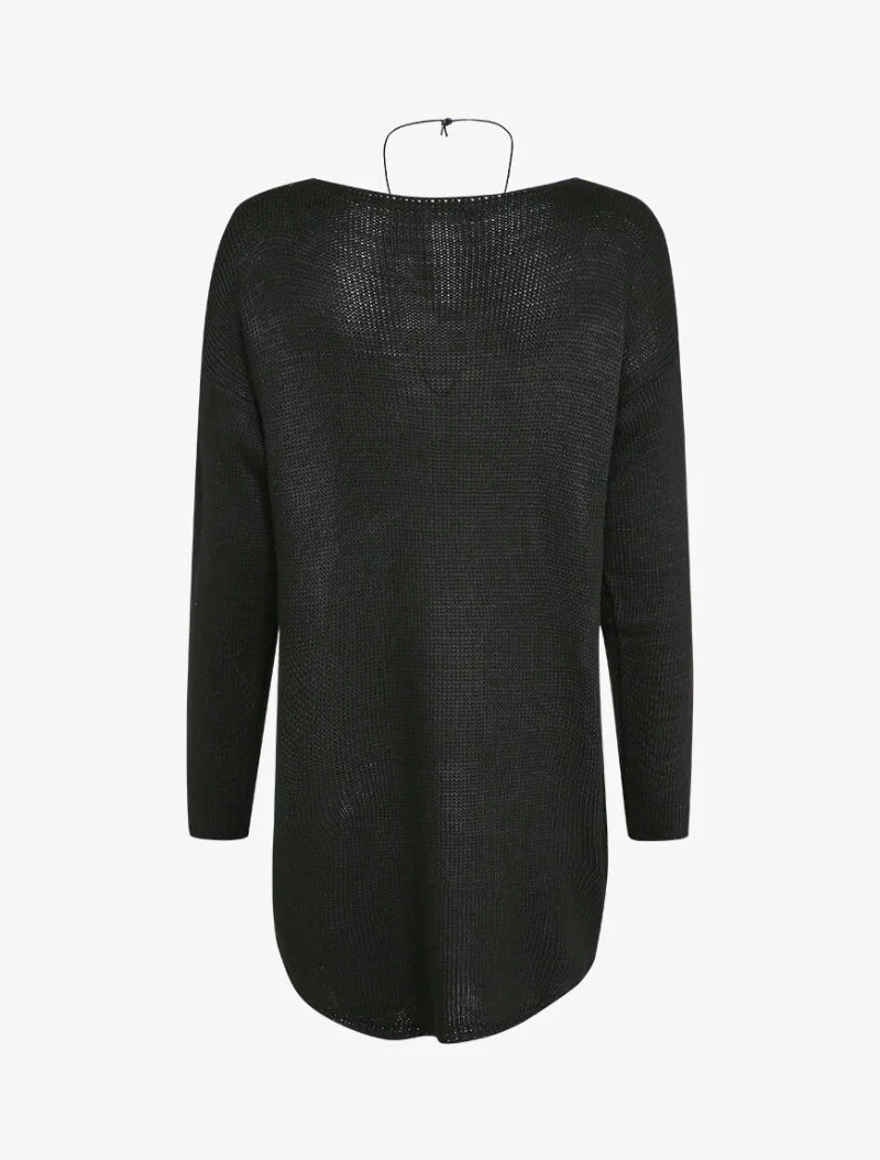 Lange rugtrui met boothals - Zwart - Image 2