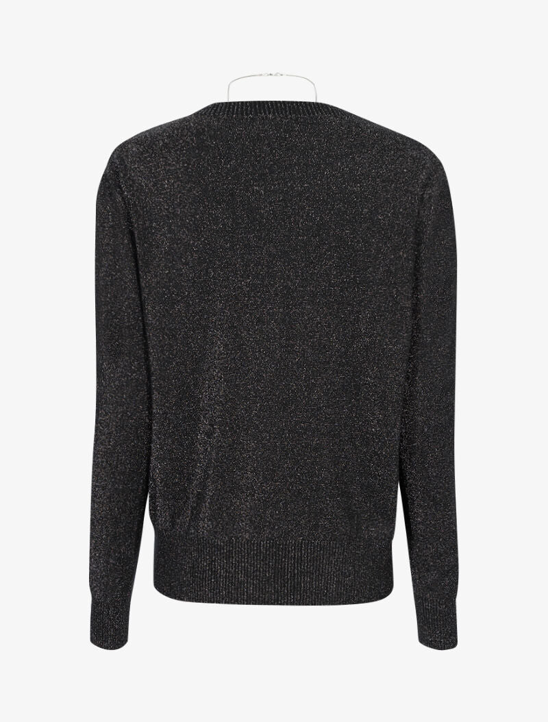 Glittertrui met V-hals - zwart - Image 2