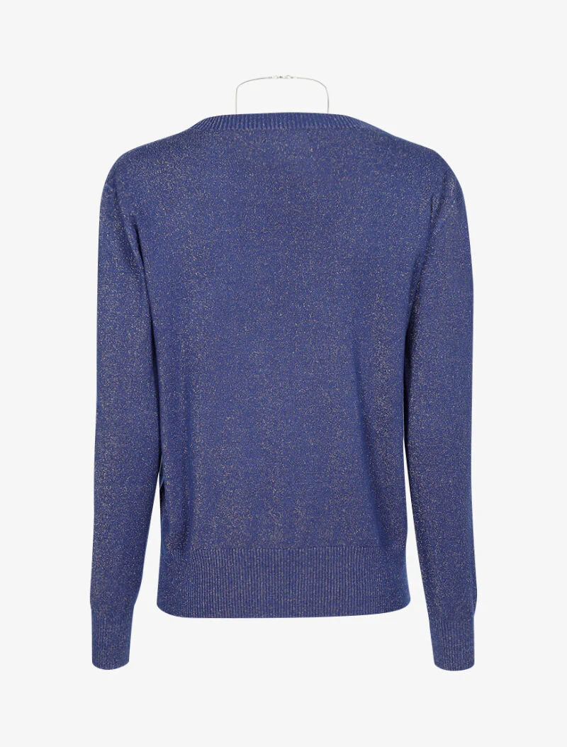 Glitterende V-hals trui - blauw - Image 2