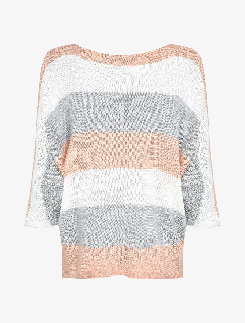 Gestreepte print dolman mouwen trui - Roze - Image 2