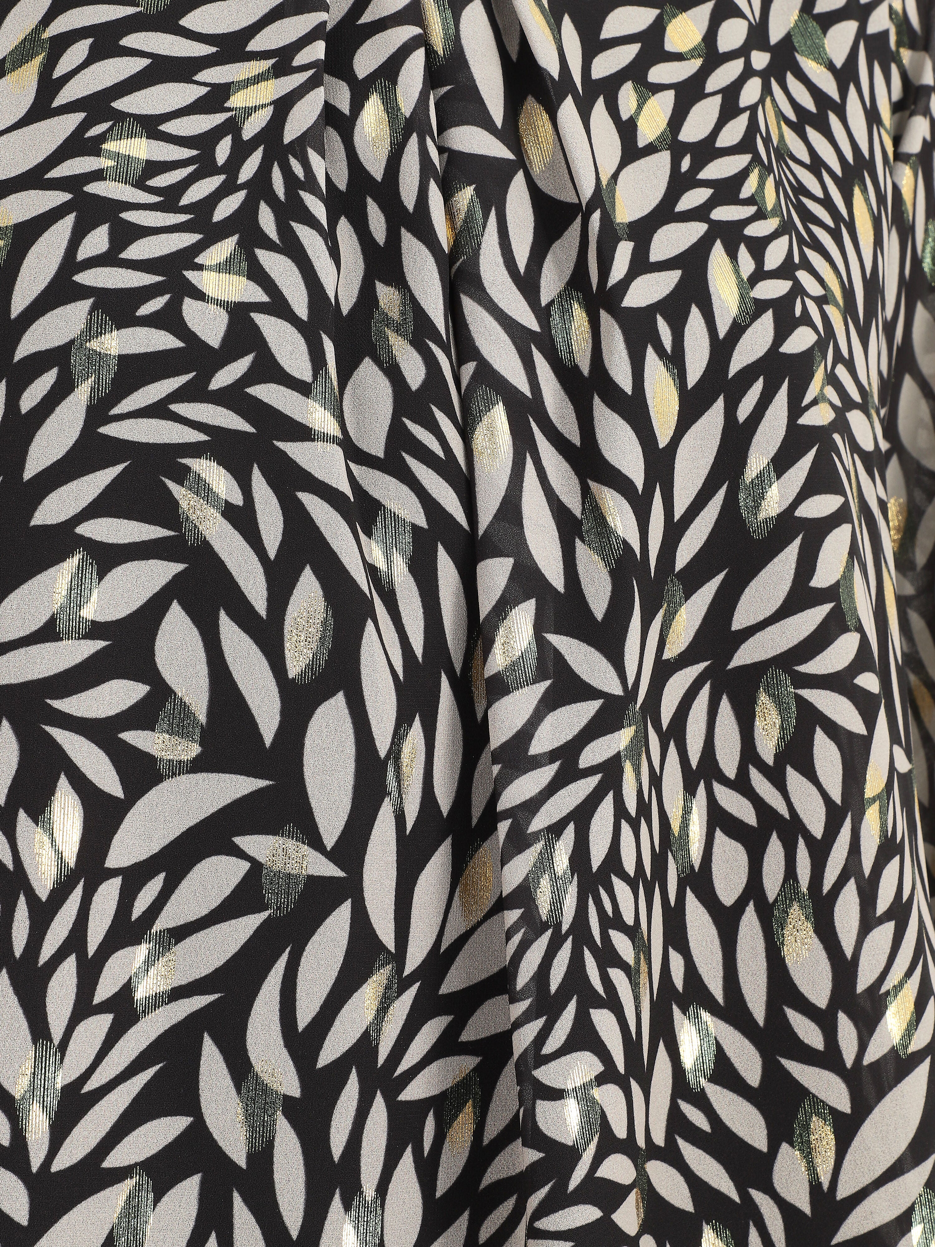 Ruime blouse van voile met iriserende bladenprint - Zwart - Image 3