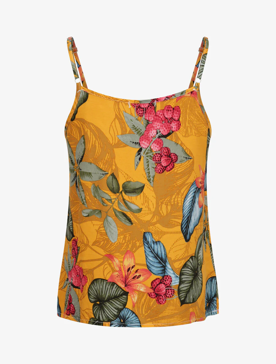 Losvallende V-hals Bloemenprint Tropische Blouse - oranje - Image 2