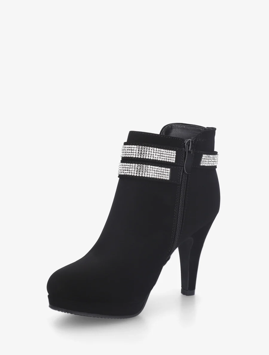 Low boots met een binnenkant met luipaardprint - Zwart - Image 3