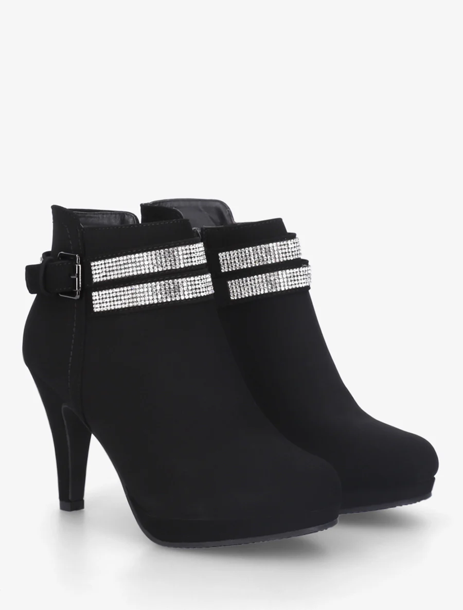 Low boots met een binnenkant met luipaardprint - Zwart - Image 4