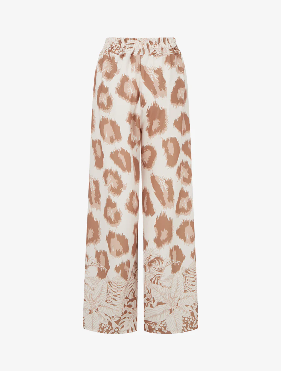 Luchtige broek met fantasieleopardprint - Kameel - Image 2
